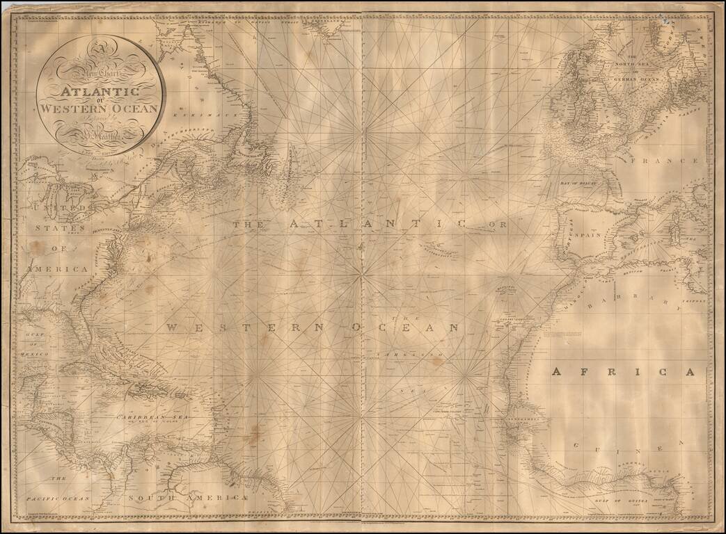A New Chart of the Atlantic or Western Ocean Improved by W. Heather.  A New Edition Drawn Revised and Corrected by J.W. Norie Hydrographer &c. 1828