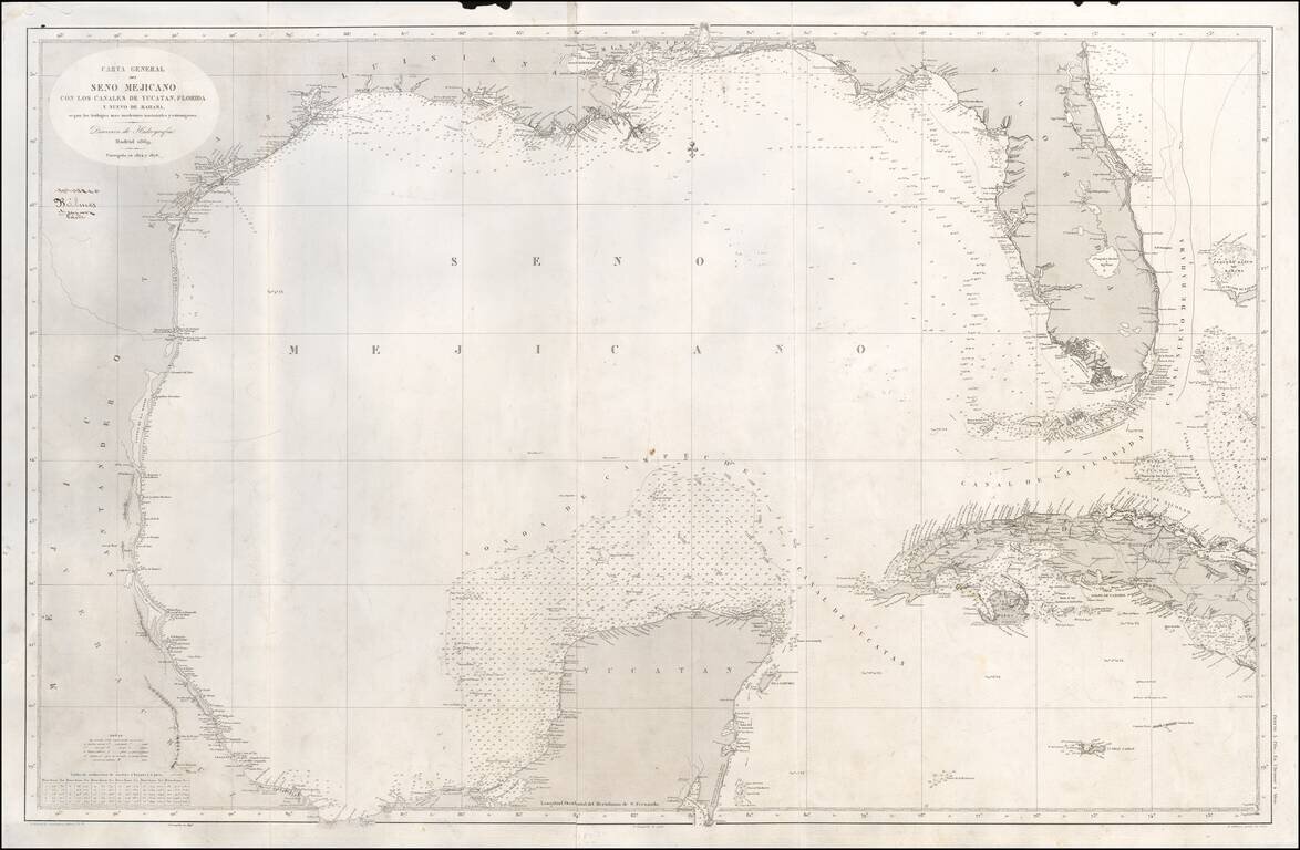 Carta General Del Seno Mejicano Con Los Canales De Yucatan, Florida y Nuevo De Bahama . . . 1869