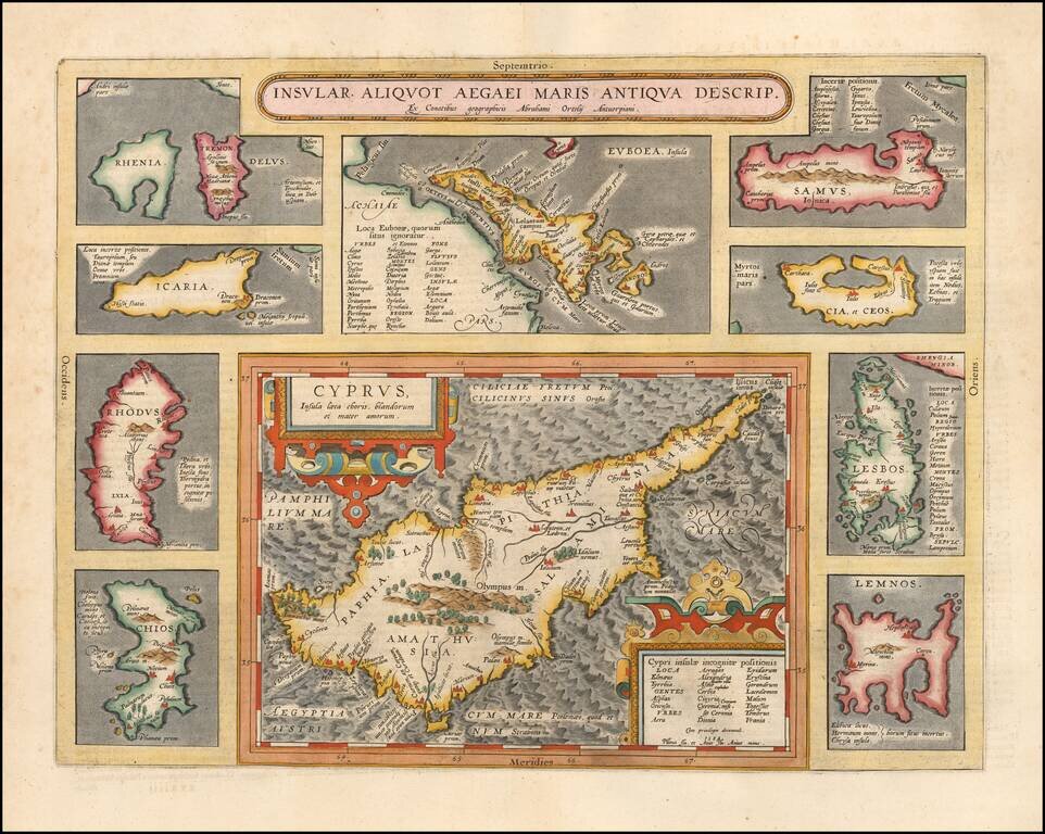 Insular Aliquot Aegaei Maris Antiqua Descrip . . . (Large Cyprus Inset)