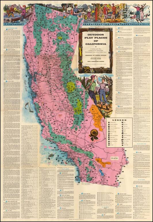 Outdoor Play Places of California * A Cartographic Map of Some of the Outstanding Recreational Areas of the Golden State . . . 1954 . . .