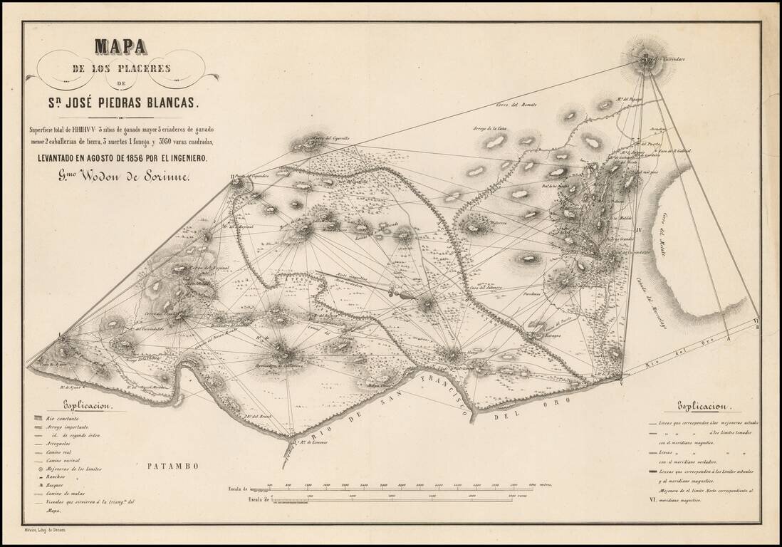 Mapa De Los Placeres de Sn. Jose Piedras Blancas . . . Levantado En Agosto De 1856 Por El Ingeniero Gmo. Wodon de Sorinne.
