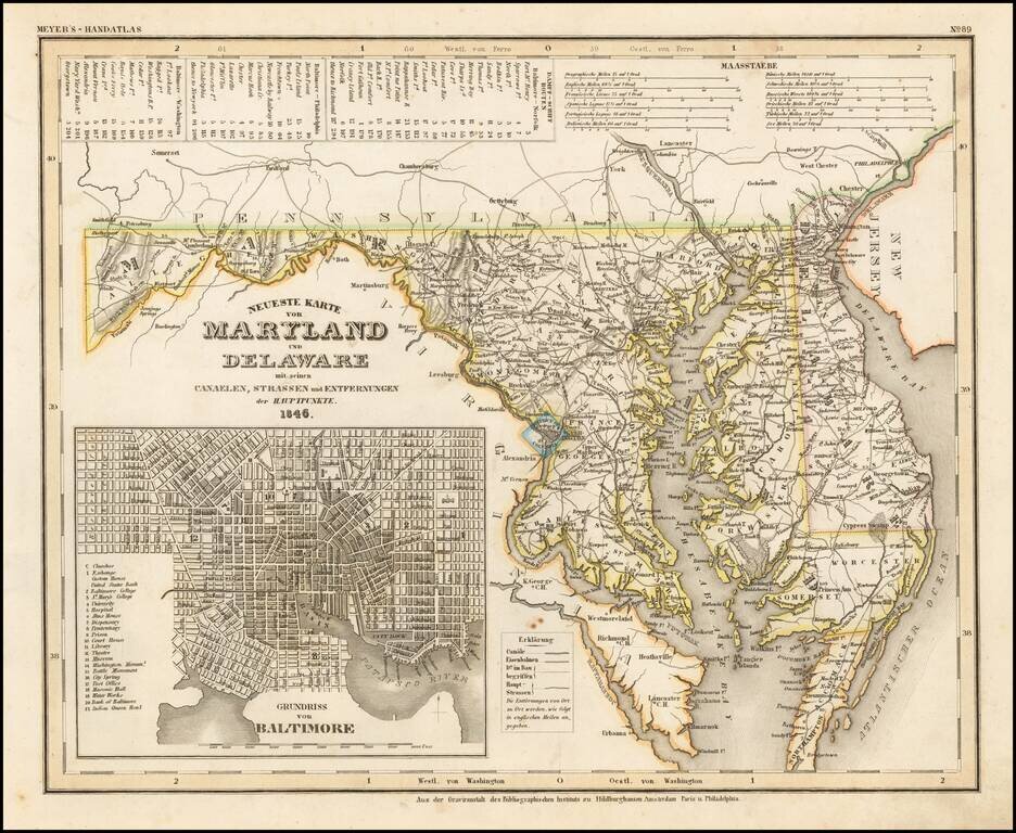 Neueste Karte von Maryland und Delaware . . . 1846 (Inset map of Baltimore)