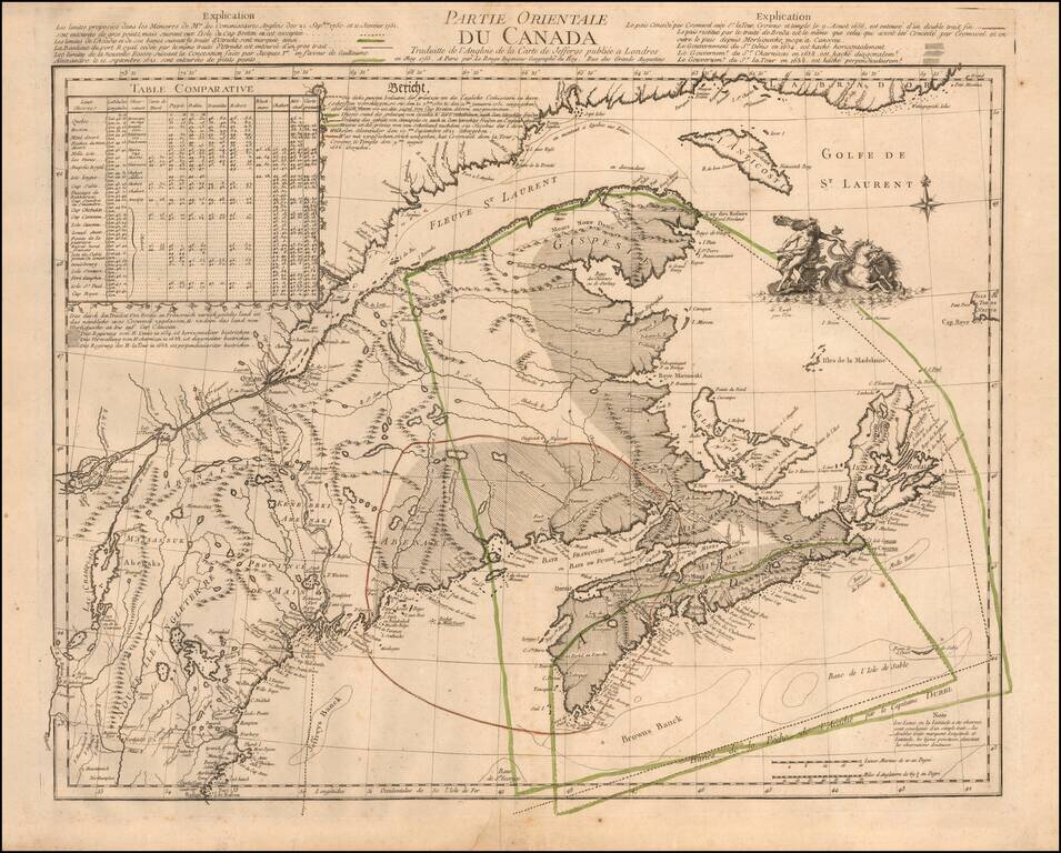 Partie Orientale Du Canada Traduitte de l'Anglois de la Carte de Jefferys publiee a Londres en May 1755 . . .