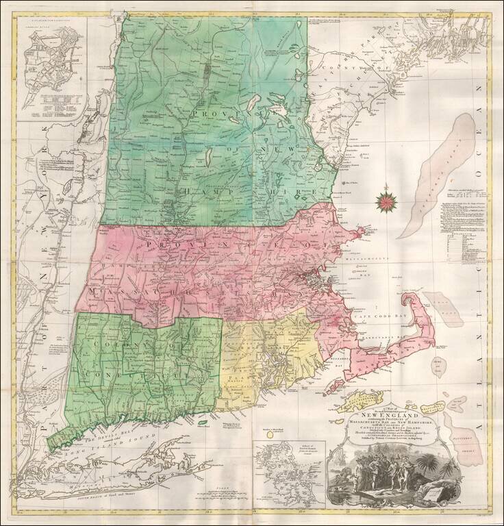 A Map Of The Most Inhabited Part Of New England Containing The Provinces Of Massachusets Bay and New Hampshire. With the Colonies of Conecticut and Rhode Island . . . 1774