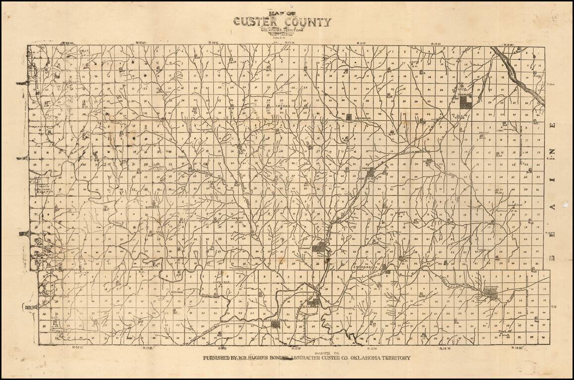 Map of Custer County Oklahoma Territory . . .