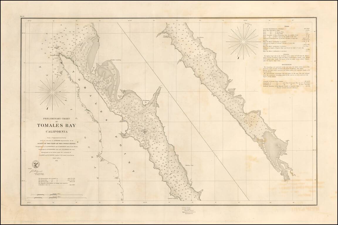 Preliminary Chart of Tomales Bay California  . . . 1861