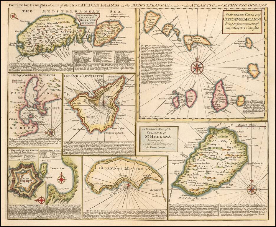 (Malta, Cape Verde Islands, Teneriffe, Madera, St. Helena, etc.)  Particular Draughts of some of the chief African Islands in the Mediterranean, as also in the Atlantic and Ethiopic Oceans