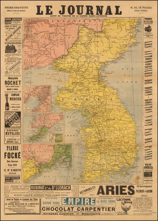 Carte Du Theatre de la Guerre Russo-Japonaise (French Automobile and Cycling Map of the verso)