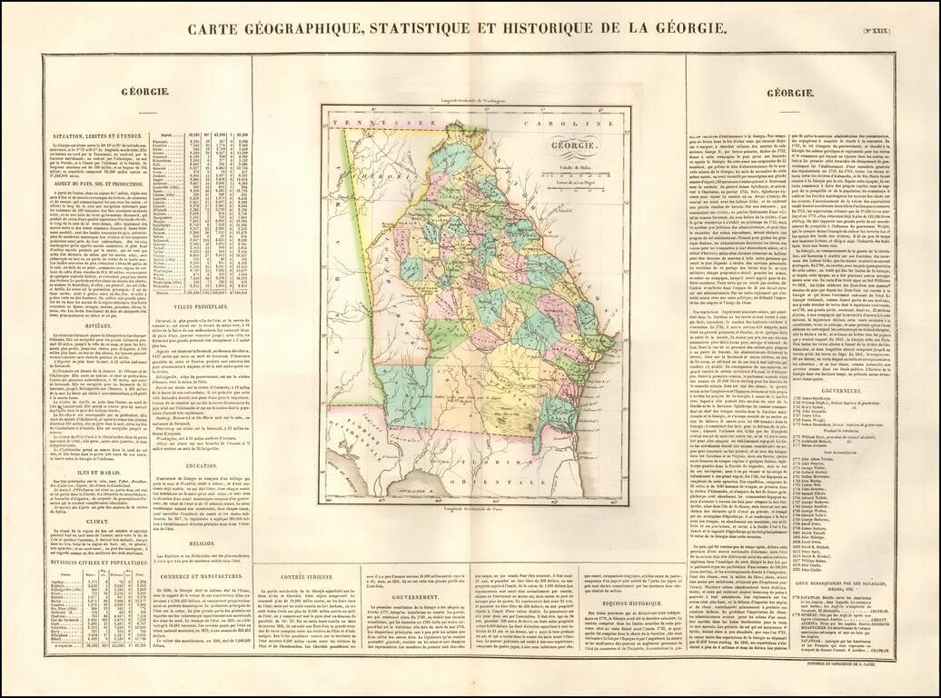 [Georgia]  Carte Geographique, Statistique Et Historique De La Georgie