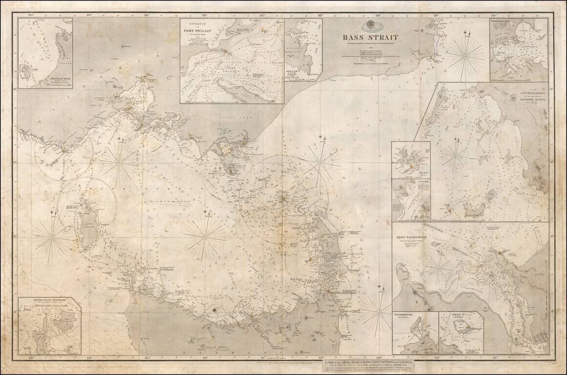 Bass Strait Surveyed by Commander J.L. Stokes and The Officers of the H.M.S. Beagle 1843.