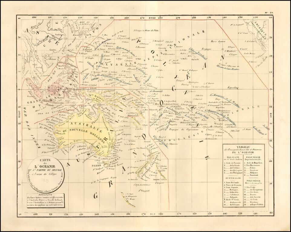 Carte de L'Ocean ou 5e. Partie du Monde a l'usage des Colleges . . .