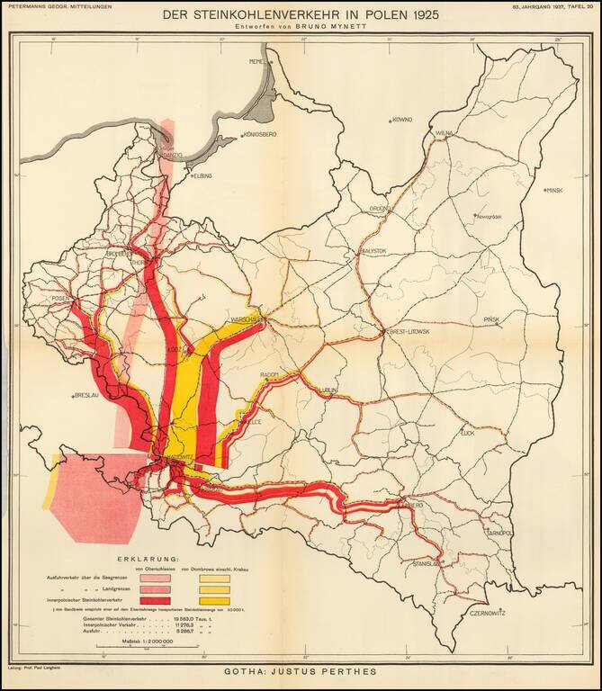 Der Steinkohlenverkehr in Polen 1925  Entworfen von Bruno Mynett  (The Coal Industry in Poland in 1925)