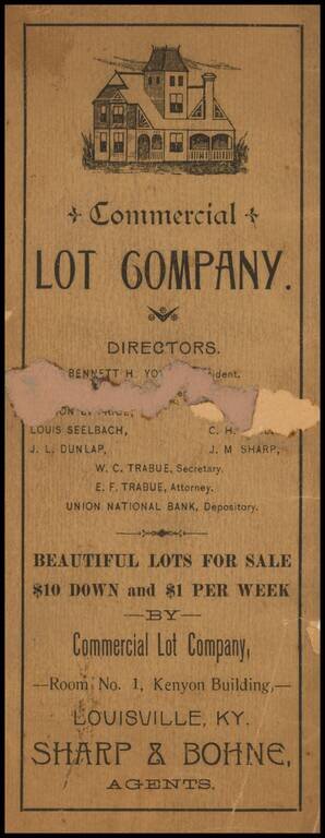 Jacob Addition to Louisville.  Commercial Lot Company, Sharp & Bohne Agents.