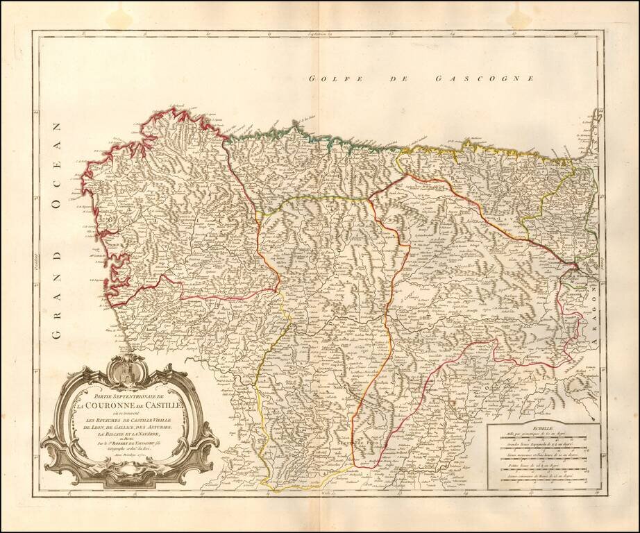 Partie Septentrionale De La Couronne De Castille ou se trouvent Les Royaumes De Castille Vielle De Leon, De Gallice, Des Asturies, La Biscaye Et La Navarre, en Partie .  .  . 1752