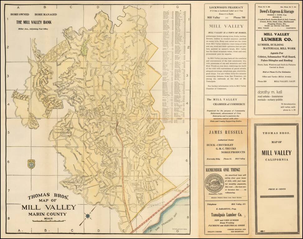 Thomas Bros. Map of Mill Valley Marin County