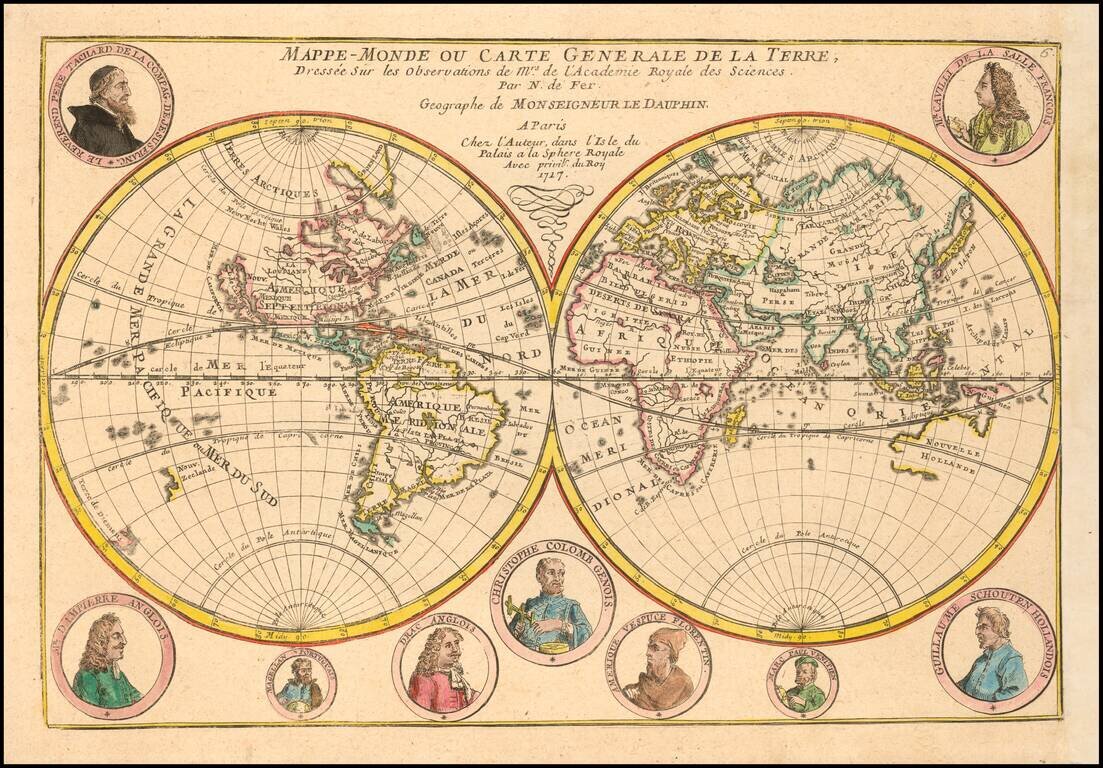 Mappe-Monde ou Carte Generale De La Terre, Dressee Sur les Observations de Mrs. De L'Academi Royal des Sciences . . .1717