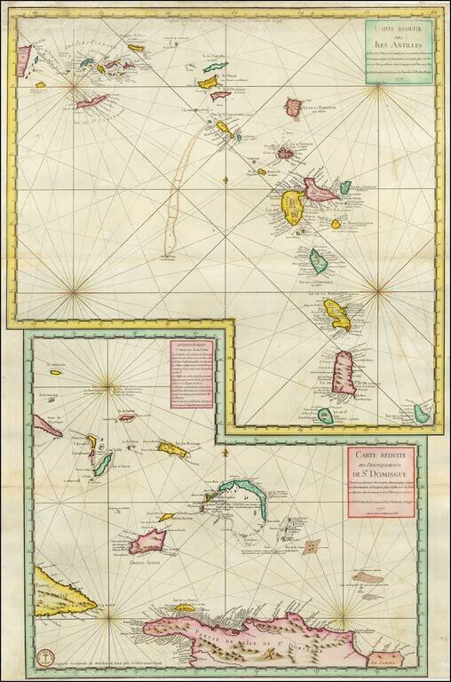 Carte  Reduite Des Iles Antilles . . .  [and] Carte reduite des debouquements de St. Domingue . . . . 1775 [Includes Bahamas]