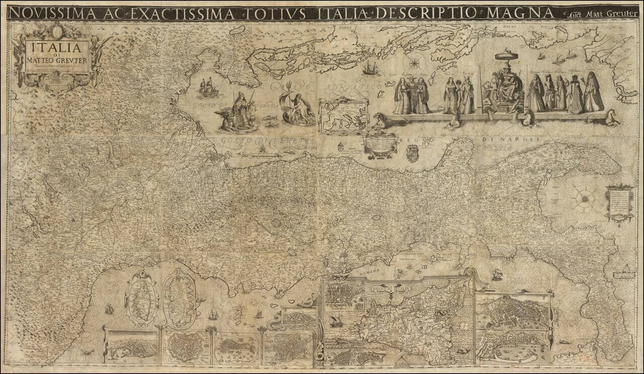 Novissima ac Exactissima Totius Italia Descriptio Magna . .  .  /  Italia di Matteo Greuter Revista et augmentata di molti luoghi principali MDC. LVII