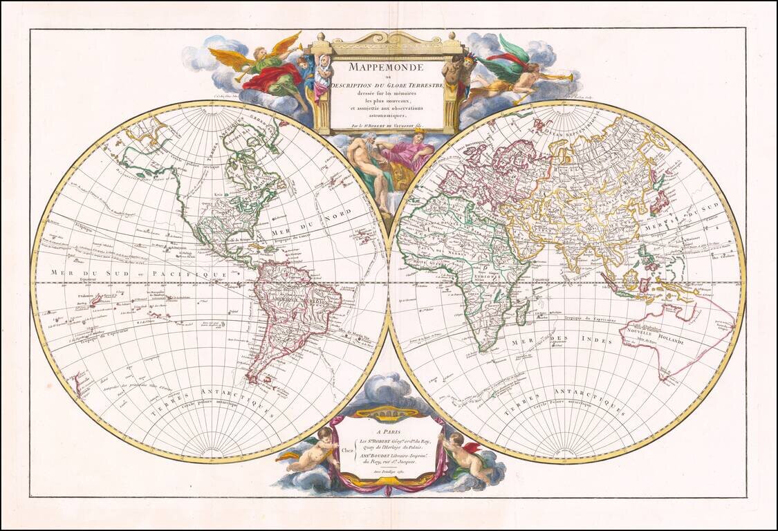 Mappemonde ou Description Du Globe Terrestre  dressee sur les memoires les plus nouveaux, et assujettie aux observations astronomiques . . . 1752