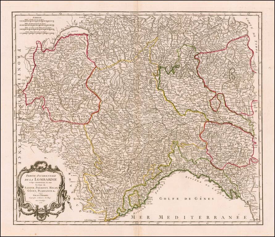 Partie Occidentale De La Lombardie et Pays circonvoisins ou sont les Etats de Savoye, Piemont, Milan, Genes, Plaisance &c. . . . 1750