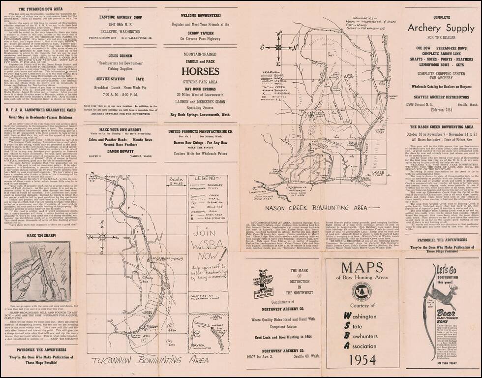 Map of Bow Hunting Areas Courtesy of Washington State Bowhunters Association 1954