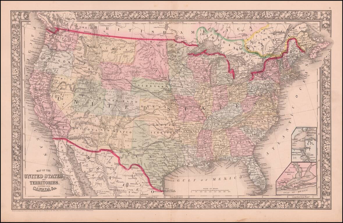 Map of the United States And Territories, Together with Canada &c.  (Wyoming Territory delineated, but Attached to Dacotah)