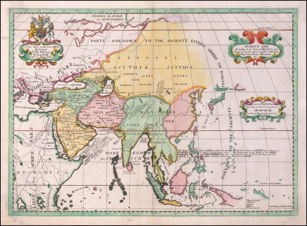 A New Map of Ancient Asia Dedicated to his Highess William Duke of Glocester