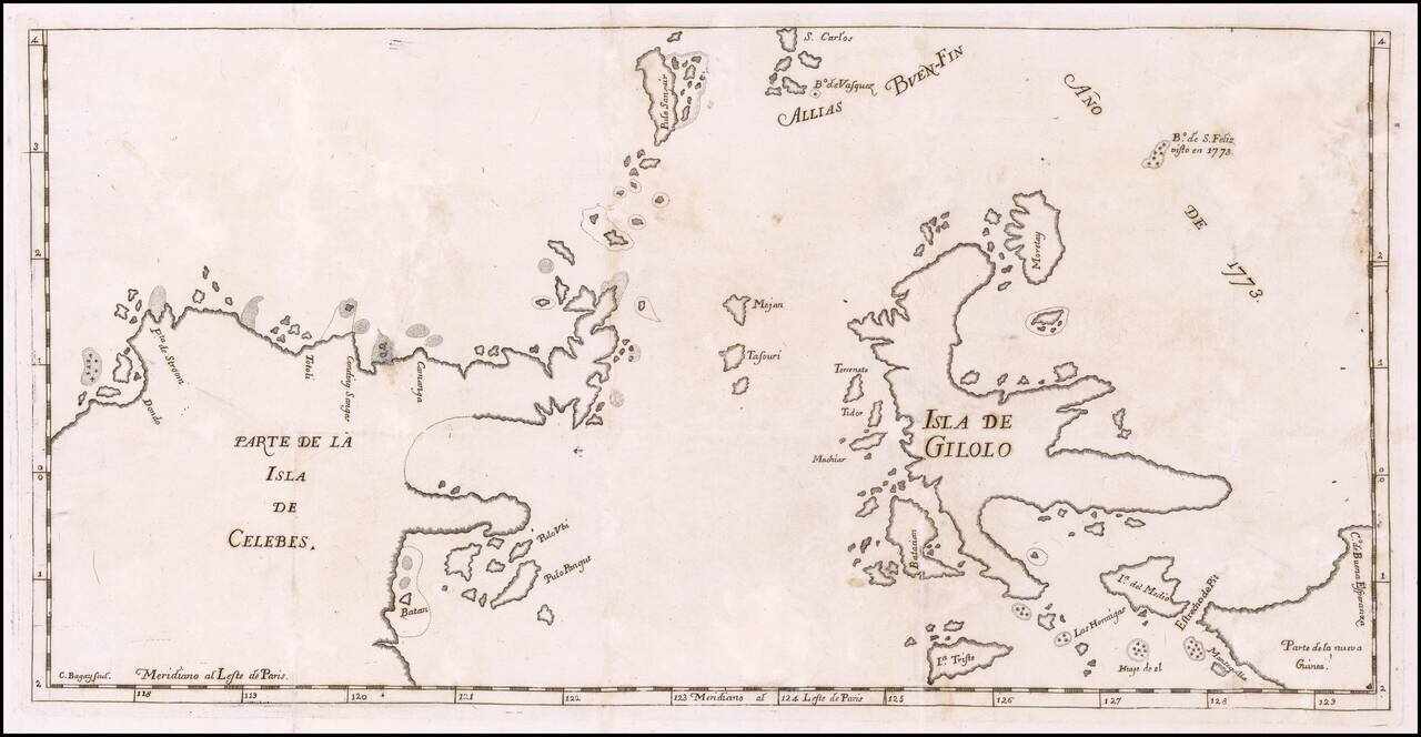 [Untitled Map of the Spice Islands--Celebes, Gilolo, etc.] [Published in Manila!]