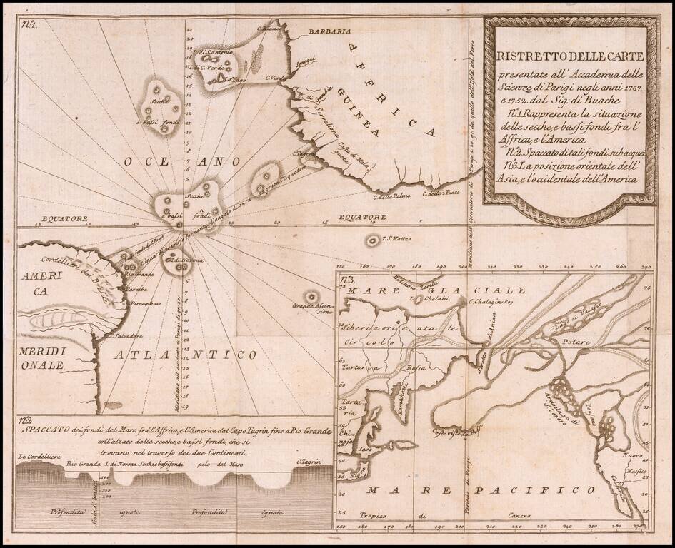 [Atlantis?]  Ristretto Delle Carte presentate all' Academia delle Scienze di Parigi negli anni 1737 e 1752 dal Sig di Buache