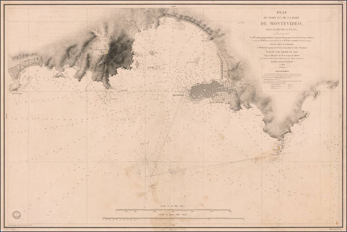 Plan du Port et de la Rade de Montevideo, dans Le Rio de la Plata, Leve en 1831, Par Mr. Lebourguignon Duperre, Ingenieur-Hydrographe, Chevalier de la Legion d'Honneur . . .  1833