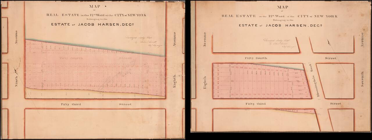 [Midtown, Manhattan] Map of Real Estate in the 12th Ward of the City of New York Belonging to the Estate of Jacob Harsen, Decd.