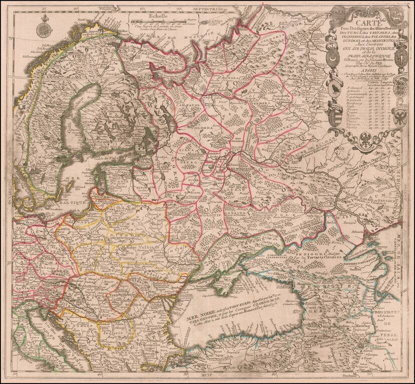 Carte Pour l'Intelligence des Affaires Presente Des Turcs, des Tartares, des Hongrois, des Polonois, des Suedois, et des Moscovites Aux Environs De La Mer Noire et de la Mer Baltique . . . 1737