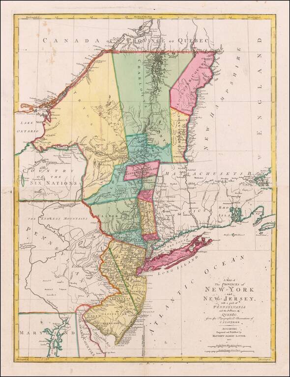 A Map of the Provinces of New-York and New-Jersey, with a part of Pennsylvania and the Province of Québec . . . 1777