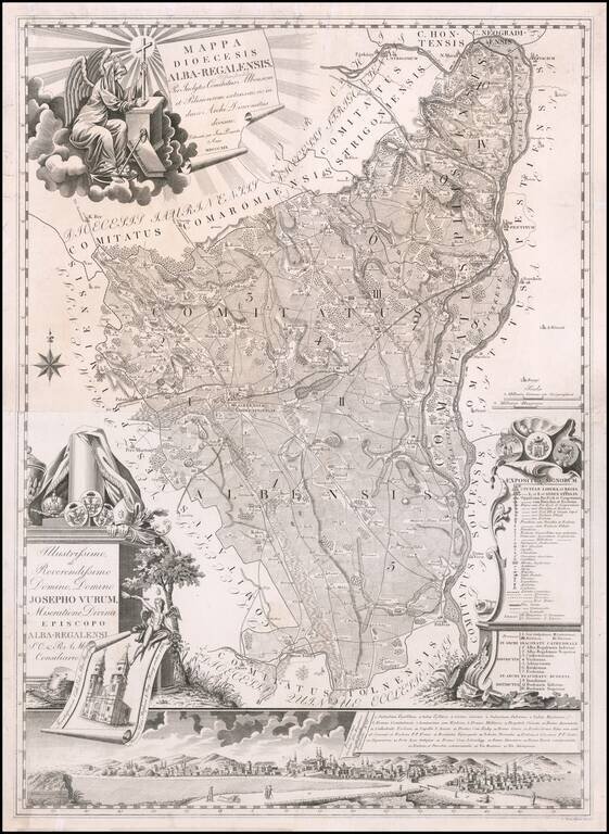 Mappa Dioecesis Alba-Regalensis, Per Inclytos Comitatus Albensem et Pilsiensem extensae ac in duos Archi Diaconatus divisae. Delineata per Joan: Pongratz Anno MDCCCXIX