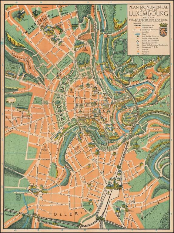 Plan Monumental de la Ville de Luxembourg Édité par Feller Frères Impr. d'Art Luxbg.