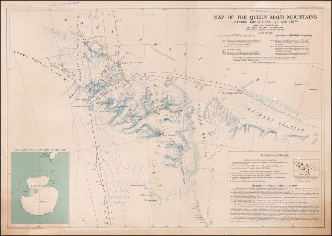 Map of the Queen Maud Mountains Between Longitudes 175⁰ and 135⁰ W. from the surveys of the Byrd Antarctic Expedition