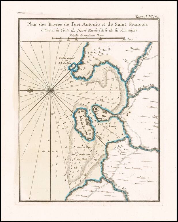 Plan des Havres de Port Antonio et de Saint Francois Situes a la Coste du Nord Est de l'Isle de la Jamaique