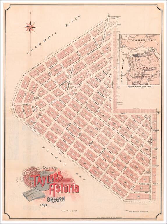 Plat of Taylors Astoria Oregon  Peninsular Land & Trust Co. . . .  1881