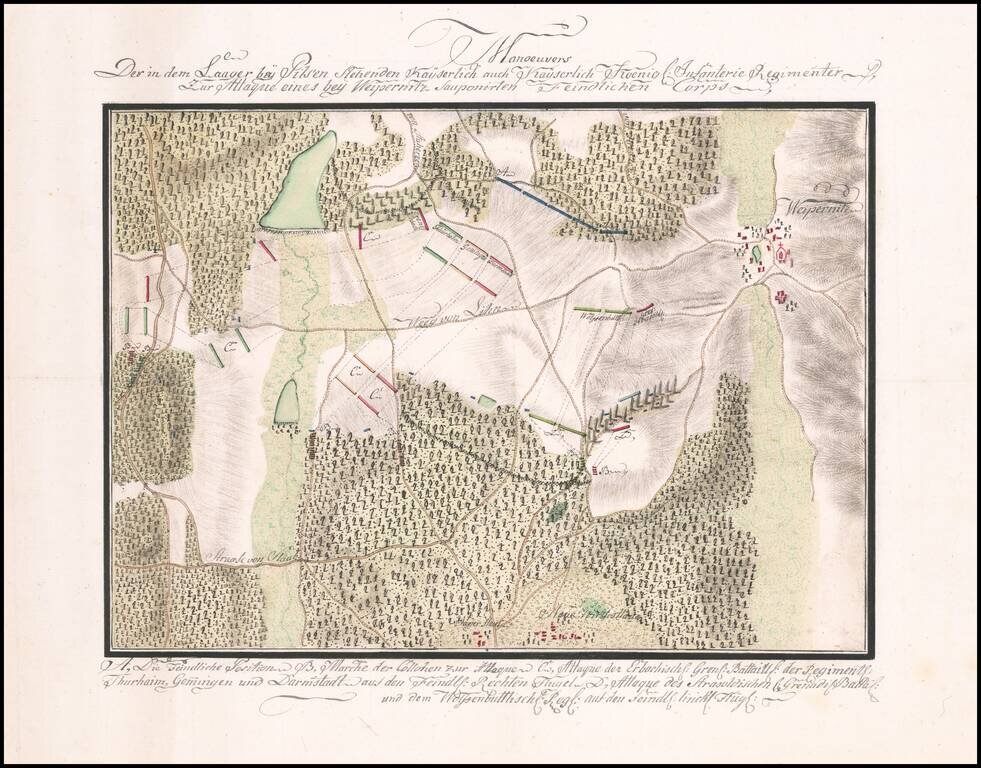 (Vejprnice, Czechia) Manoeuvers Der in dem Laagern beij Pilsen Stehenden Kaiserlich auc Kayeserlich Koenigl. Infanterie Regimenter Zur Attaque eines beij Weipernitz Sauponirten Feindlichen Corps