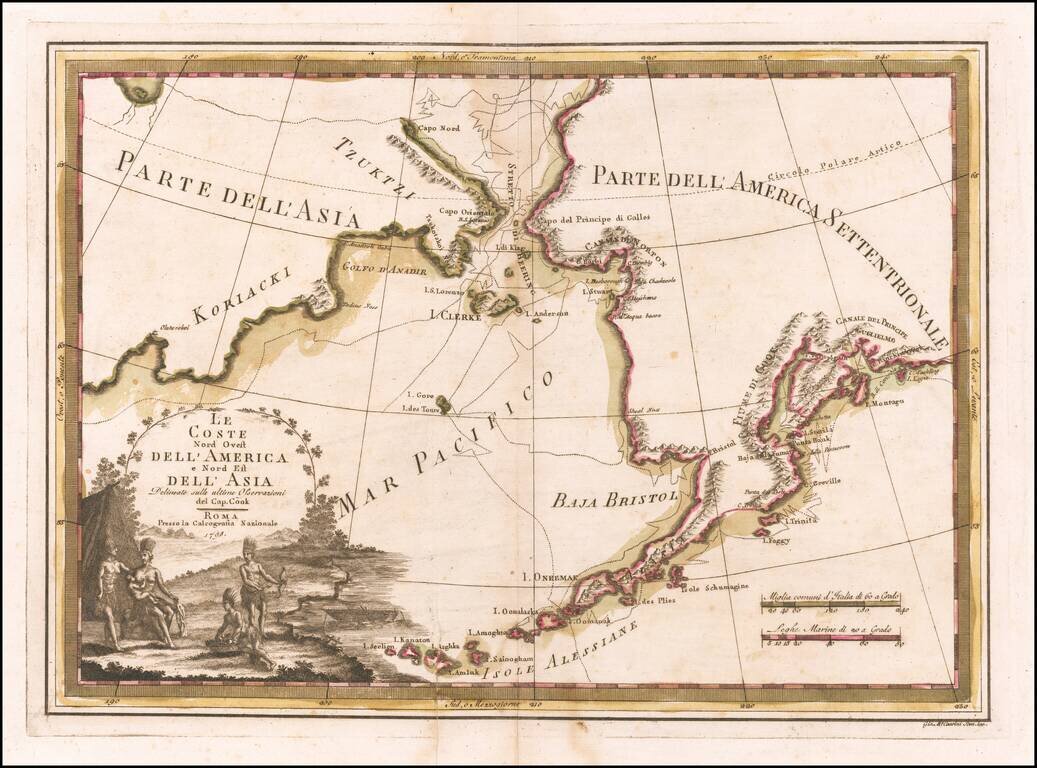 Le Coste Nord Ouest Dell' America e Nord Est Dell' Asia Delineate sulle ultime Observatizioni del Cap. Cook . . . 1788