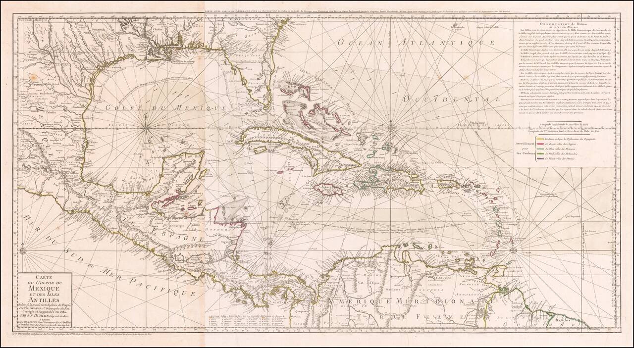 Carte Du Golphe Du Mexique Et Des Isles Antilles Reduite de la grande carte Angloise de Popple, Par PH. Buache …1780.