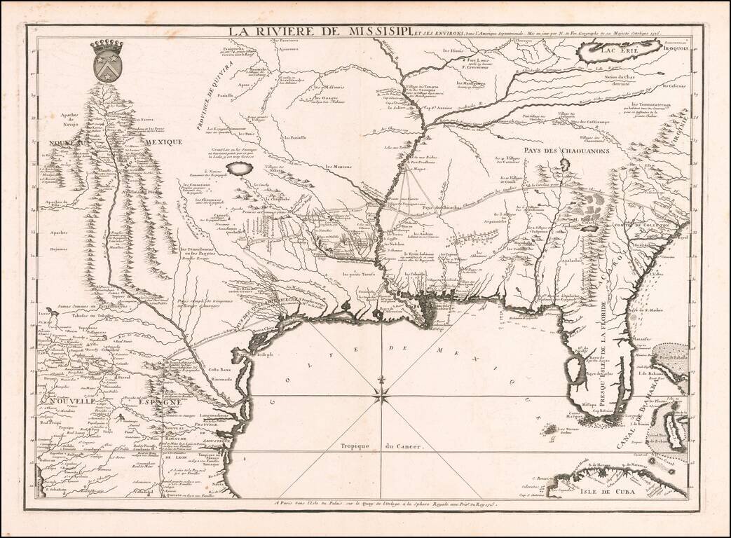 La Riviere De Missisipi, et ses Environs dan L'Amerique Septentrionale.  Mis au jour par N. de Fer Geographe de sa Majeste Catolique 1715