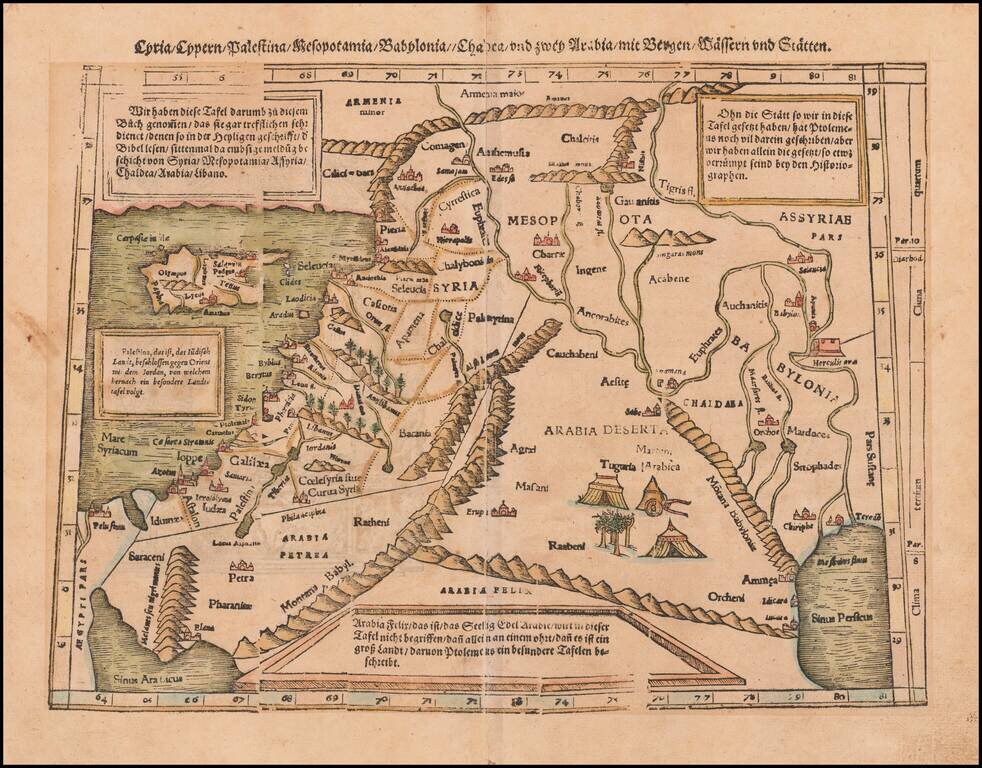Syria / Cypern / Palestina / Mesopotamia / Babylonia / Chaldea / und zwei Arabia mit Bergen / Wassern / Statten