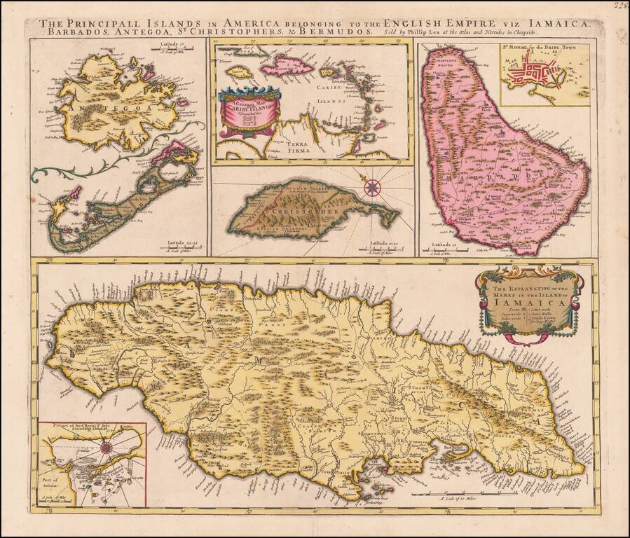The Principall Islands in America belonging to the English Empire viz Iamaica, Barbados, Antegoa, St. Christophers & Bermudos