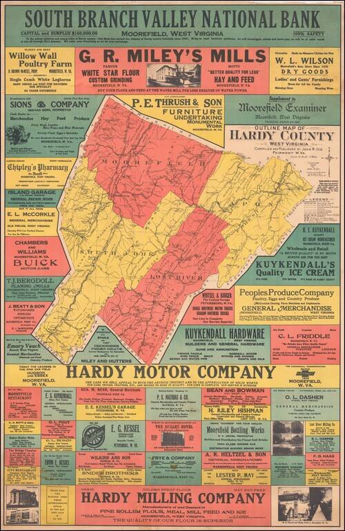 Outline Map of Hardy County West Virginia Compiled and Published By John R. Ice Fairmont W. Va. . . 1925