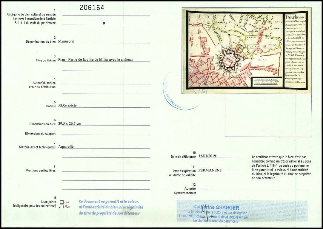 Partie de la Ville de Milan capital du milanois avec les Chateau quie a ete attaque la nuit du 15 au 16 xbre 1733 sous les ordres du Maal de Villars . . .  (manuscript)
