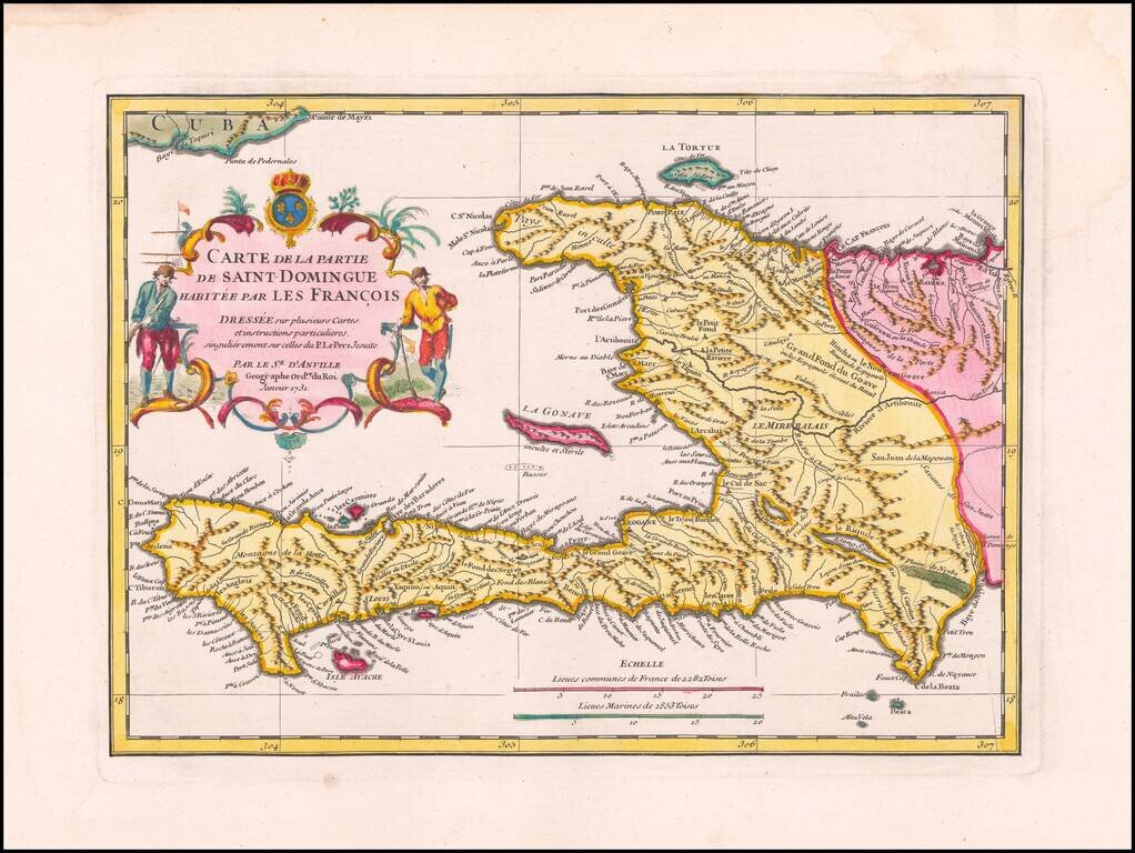 Carte de la partie de Saint-Domingue habitée par les François, dressée sur plusieurs cartes et instructions particulières singulièrement sur celles du P. Le Pers, jésuite