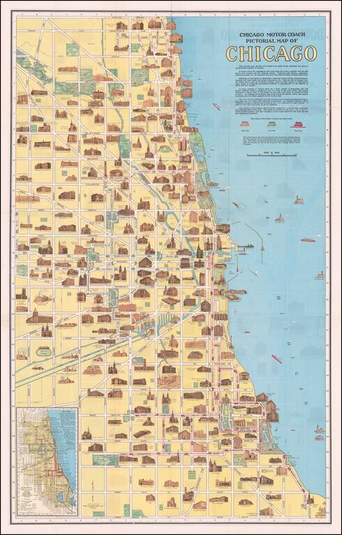 Chicago Motor Coach Pictorial Map of Downtown Chicago