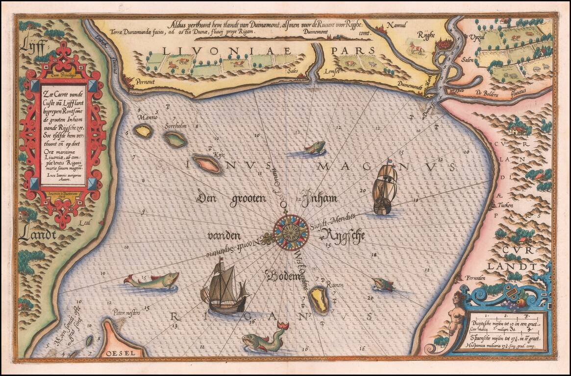 Zee Caerte vande Custe va Lijfflandt begrepen Rontsome de grooten Inham vande Rijgschezee, Soe tselsde hem verthoont en op doet --  Orae maritimae Livoniae, ab complectentis Rigani maris Sinium magnu . . .