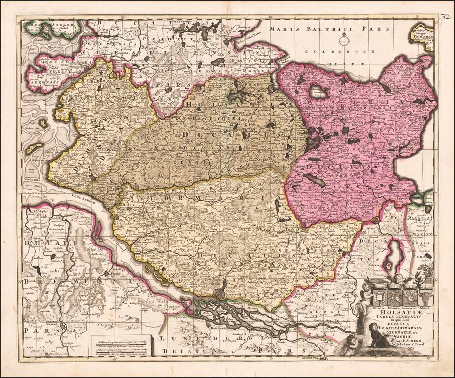 Holsatiae Tabula Generalis in qua sunt Ducatus Holsatiae Ditmarsiae Stormarie et Wagriae . . . 1707